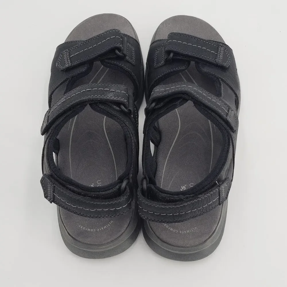 Mens Clarks Walkford Walk Sandals - Black Leather 10.5 W New NWT